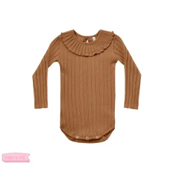 Rylee And Cru Onesies> Ruffle Collar Bodysuit Rust
