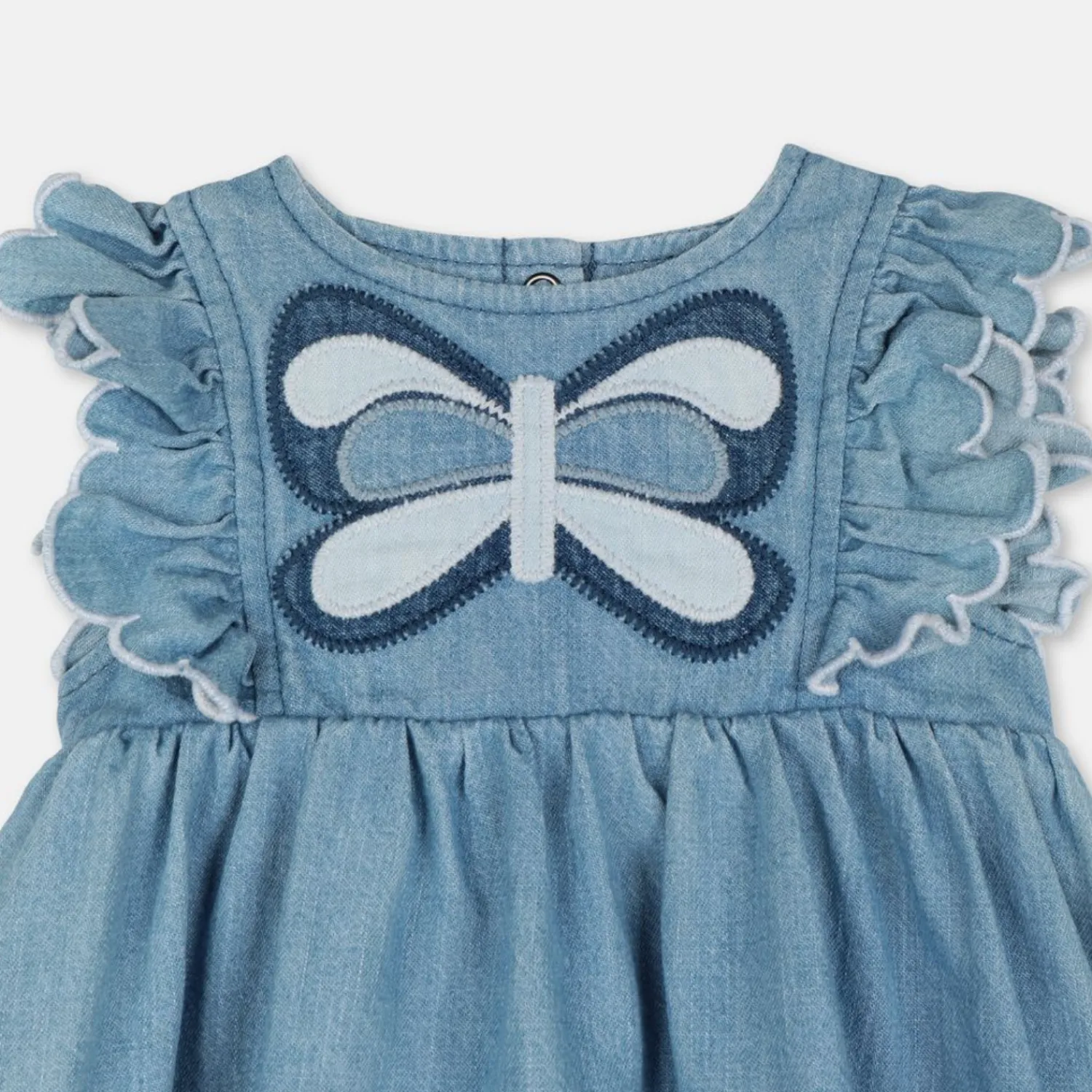 Stella McCarney Kids Overalls & Jumpsuits>Stella Mccartney Kids Baby Butterfly Patch Denim Dress