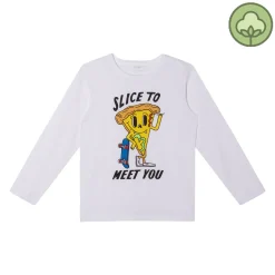 Stella McCarney Kids Long Sleeve T Shirts>Stella Mccartney Kids Boy Slice To Meet You Ls Tee