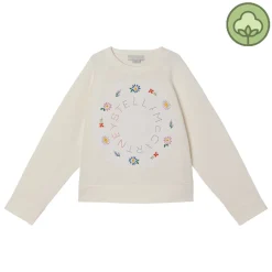 Stella McCarney Kids Hoodies>Stella Mccartney Kids Girl Oversized Logo Cotton Fleece Sweatshirt