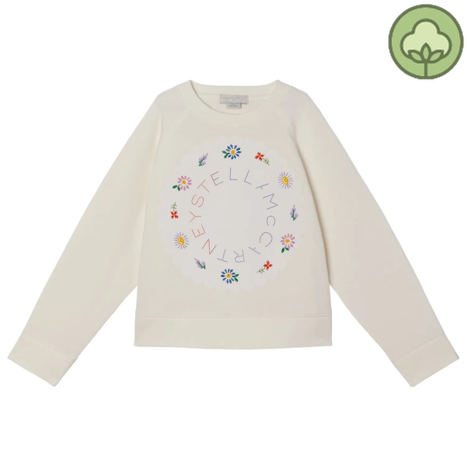 Stella McCarney Kids Hoodies>Stella Mccartney Kids Girl Oversized Logo Cotton Fleece Sweatshirt