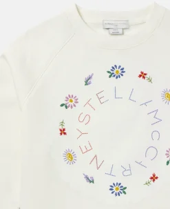 Stella McCarney Kids Hoodies>Stella Mccartney Kids Girl Oversized Logo Cotton Fleece Sweatshirt