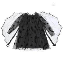Stella McCarney Kids Overalls & Jumpsuits>Stella Mccartney Kids Girl Long Sleeve Flock Stars Tulle Dress Black