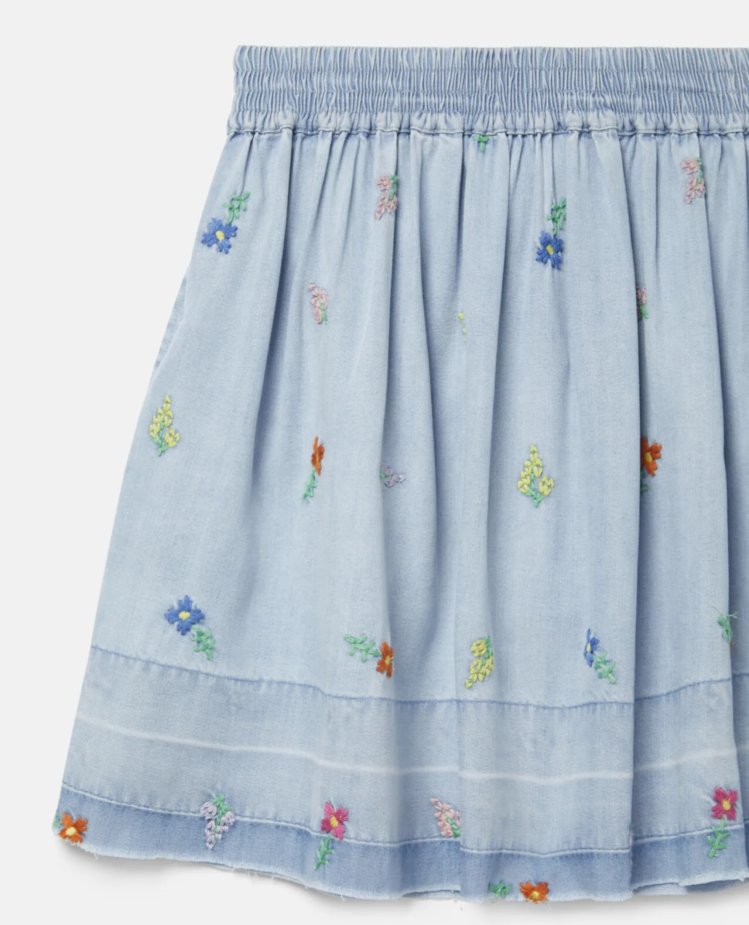 Stella McCarney Kids Dresses>Stella Mccartney Kids Girl Embroidered Flowers Denim Skirt