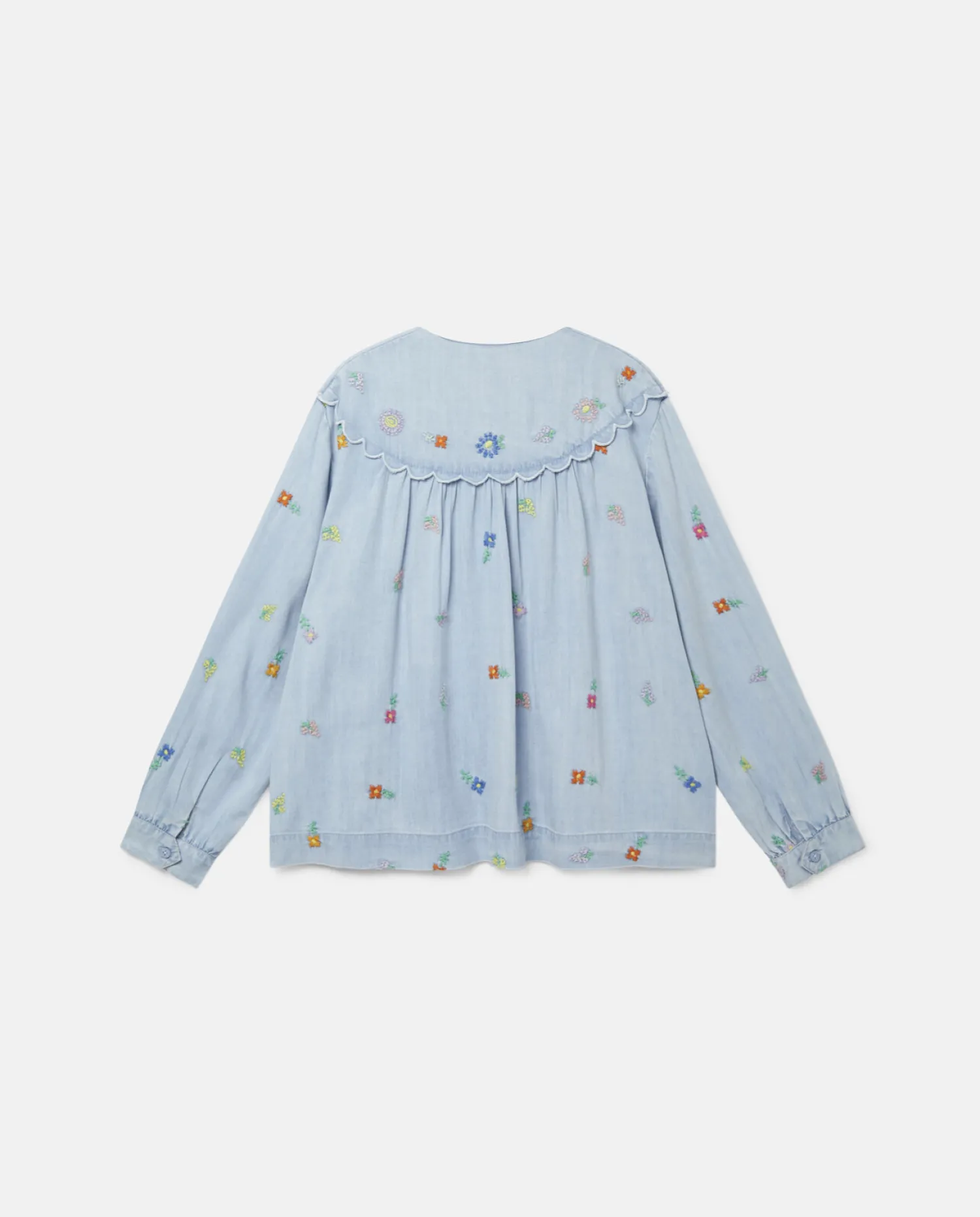 Stella McCarney Kids Skirts>Stella Mccartney Kids Girl Embroidered Flowers Denim Shirt