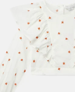 Stella McCarney Kids Skirts>Stella Mccartney Kids Girl Embroidered Flowers Cotton Top
