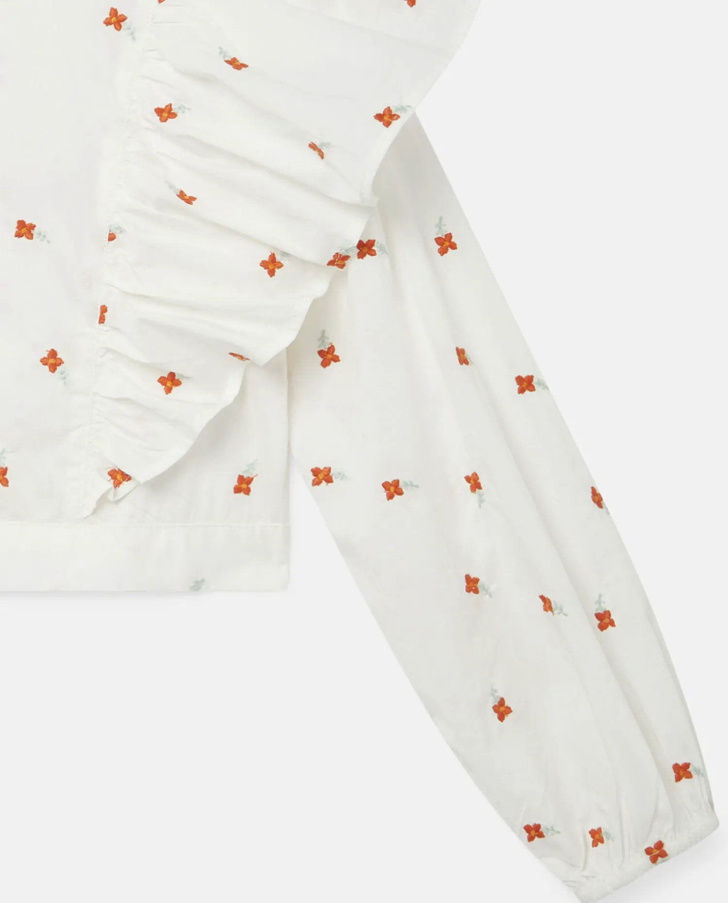 Stella McCarney Kids Skirts>Stella Mccartney Kids Girl Embroidered Flowers Cotton Top