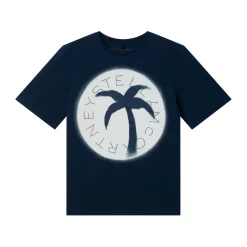 Stella McCarney Kids Long Sleeve T Shirts>Stella Mccartney Kids Organic Cotton Palm Tree T-Shirt Navy Blue