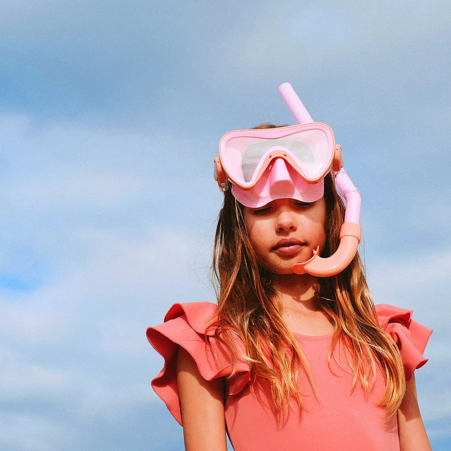 SUNNYLIFE Face Masks> Kids Dive Set Medium Sea Seeker Strawberry