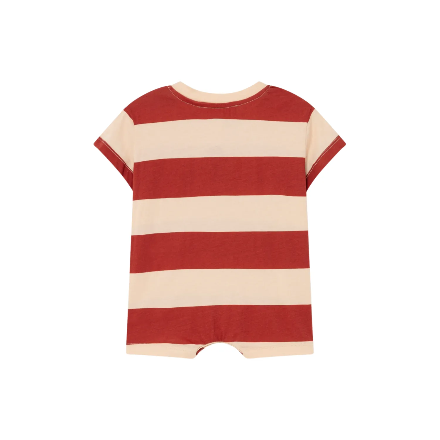 The Animals Observatory Onesies> Beige Stripes Rabbit Baby Jumpsuit