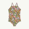 The Animals Observatory Face Masks> Deep Brown Flowers Trout Swimsuit