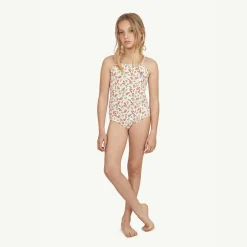The Animals Observatory Face Masks> Girls White Floral Swimsuit (Upf50+)