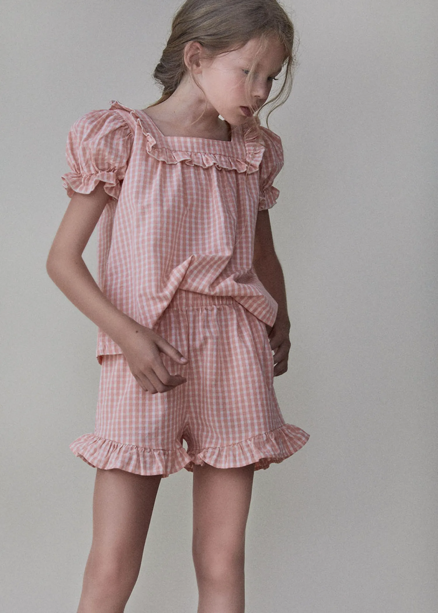 The New Society Skirts> Rachel Blouse Coral Check