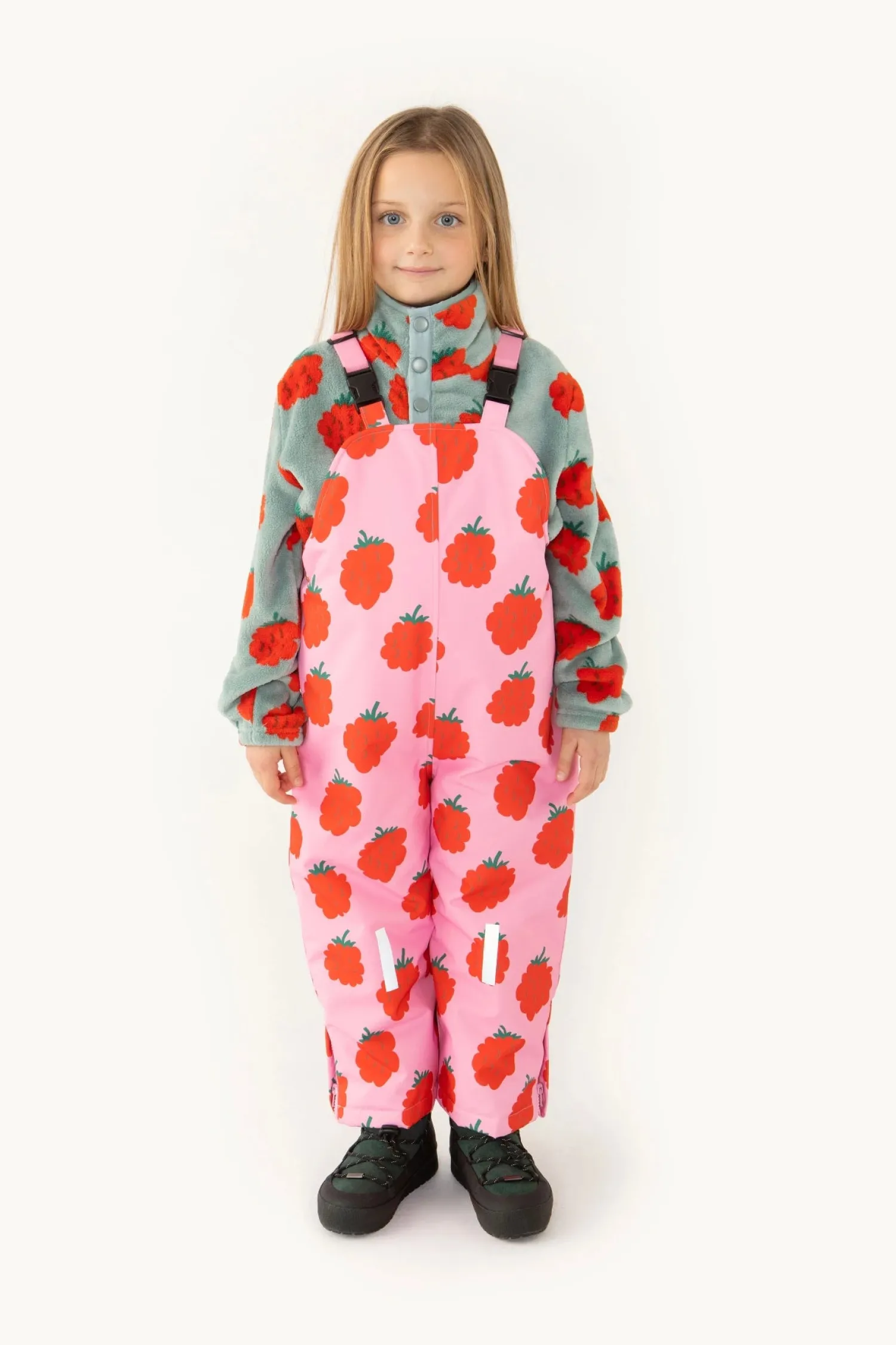 Tiny cottons Face Masks> Raspberries Snow Dungarees