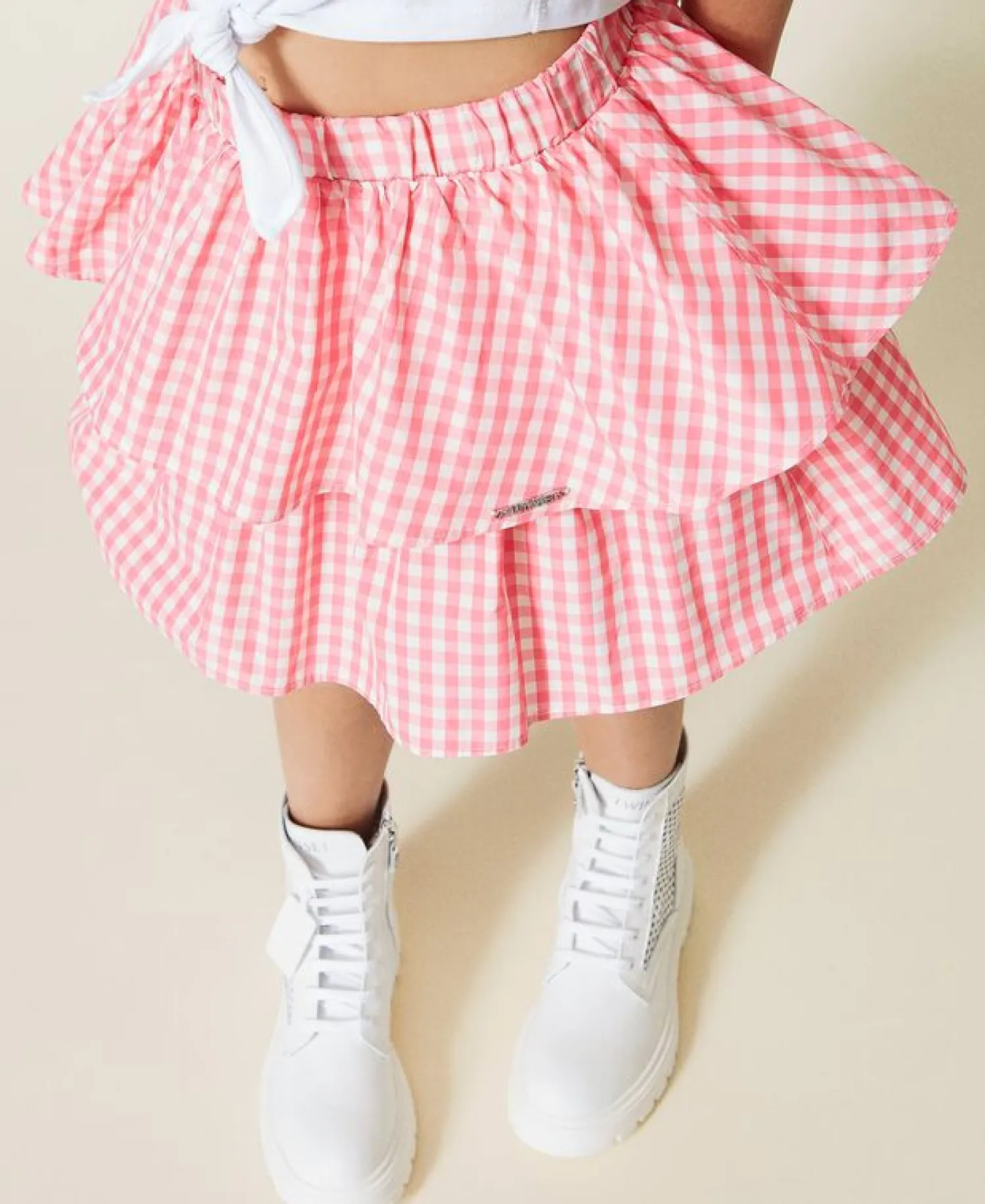 TWINSET Dresses> Girl Gingham Taffeta Skirt