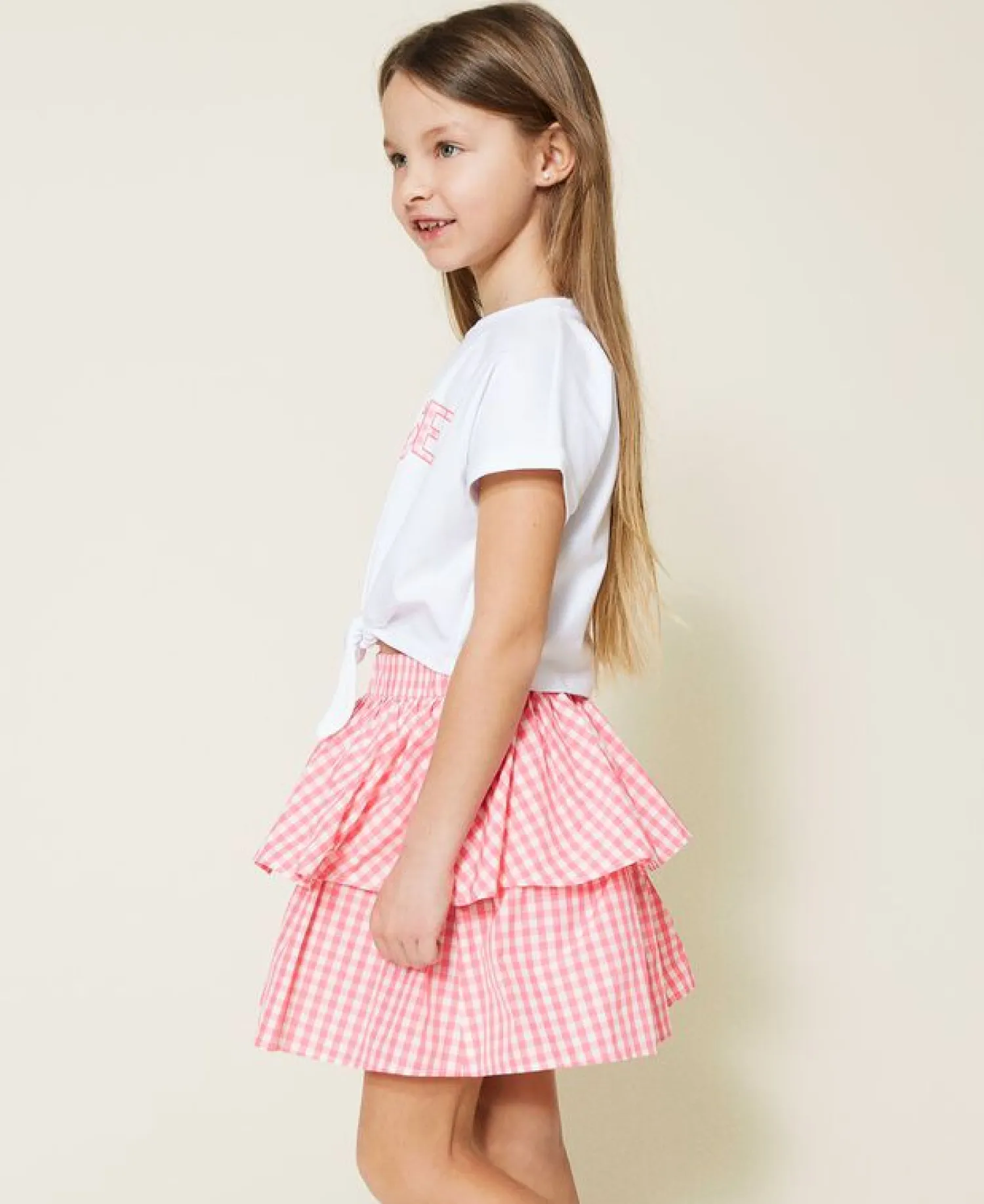 TWINSET Dresses> Girl Gingham Taffeta Skirt