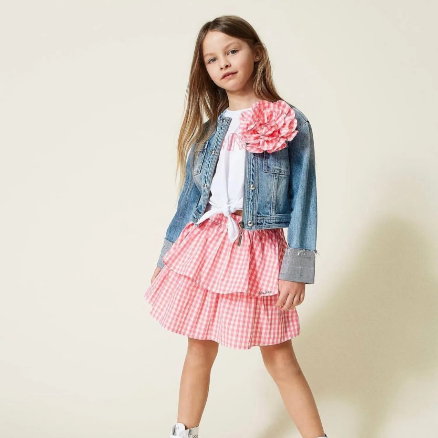 TWINSET Dresses> Girl Gingham Taffeta Skirt