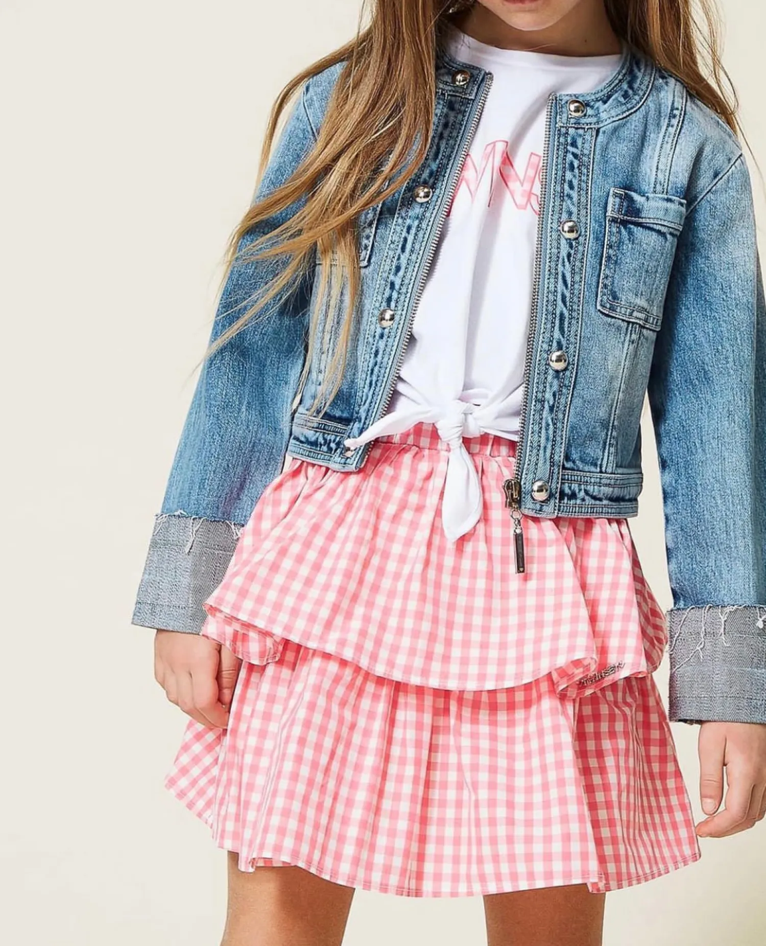 TWINSET Dresses> Girl Gingham Taffeta Skirt