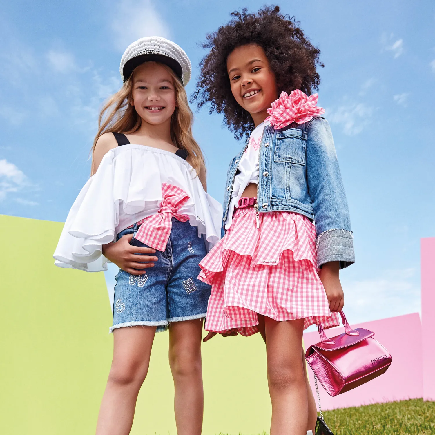 TWINSET Dresses> Girl Gingham Taffeta Skirt