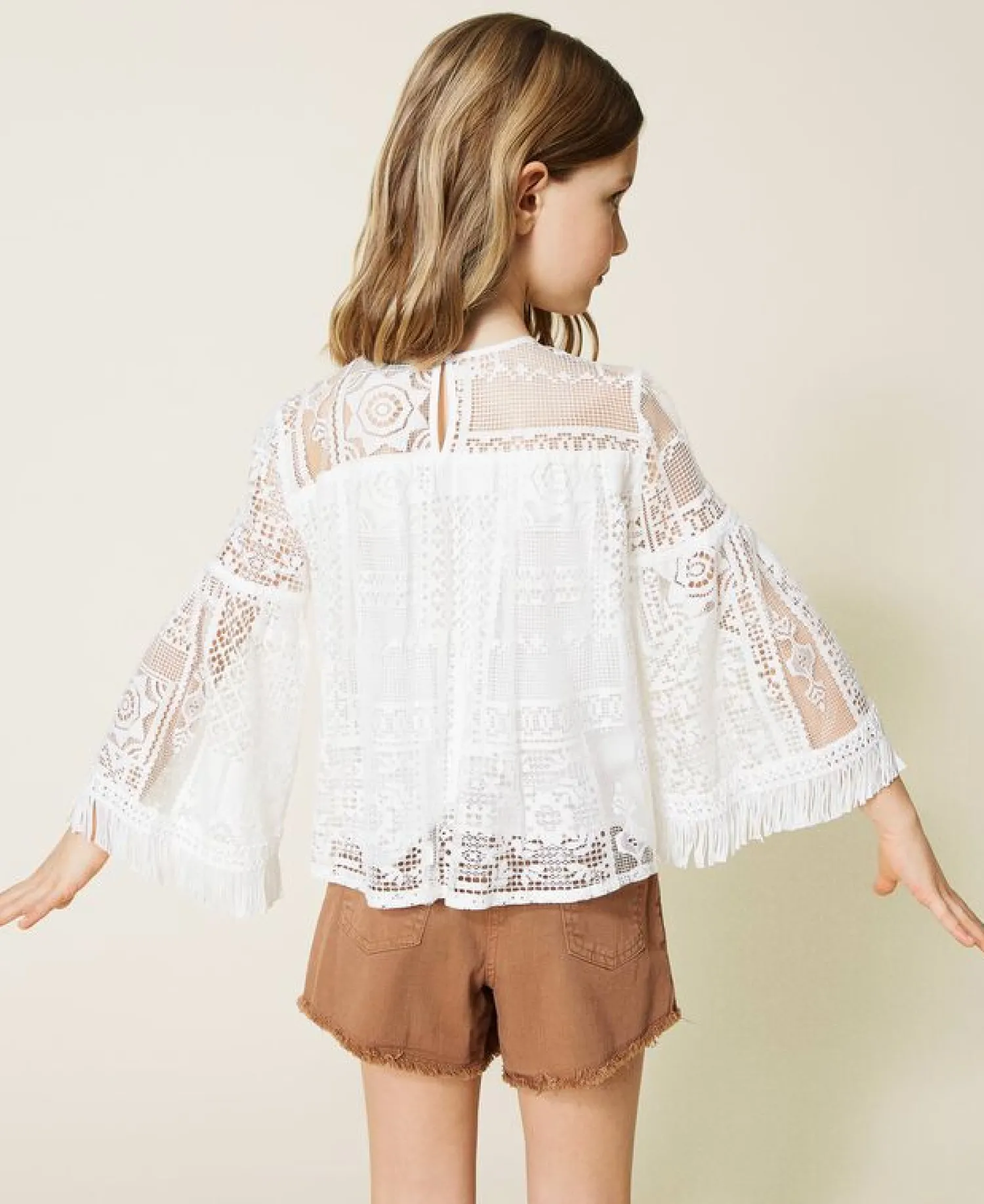 TWINSET Skirts> Girl Lace Blouse With Fringes