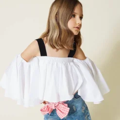 TWINSET Skirts> Girl Poplin Blouse With Gros-Grain Shoulder Straps