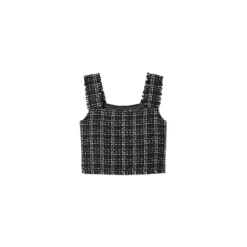 TWINSET Face Masks> Lurex Tweed Top Black Jacquard