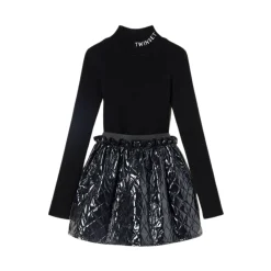 TWINSET Overalls & Jumpsuits> Ribbed Turtleneck Diamond-Patterned Skirt