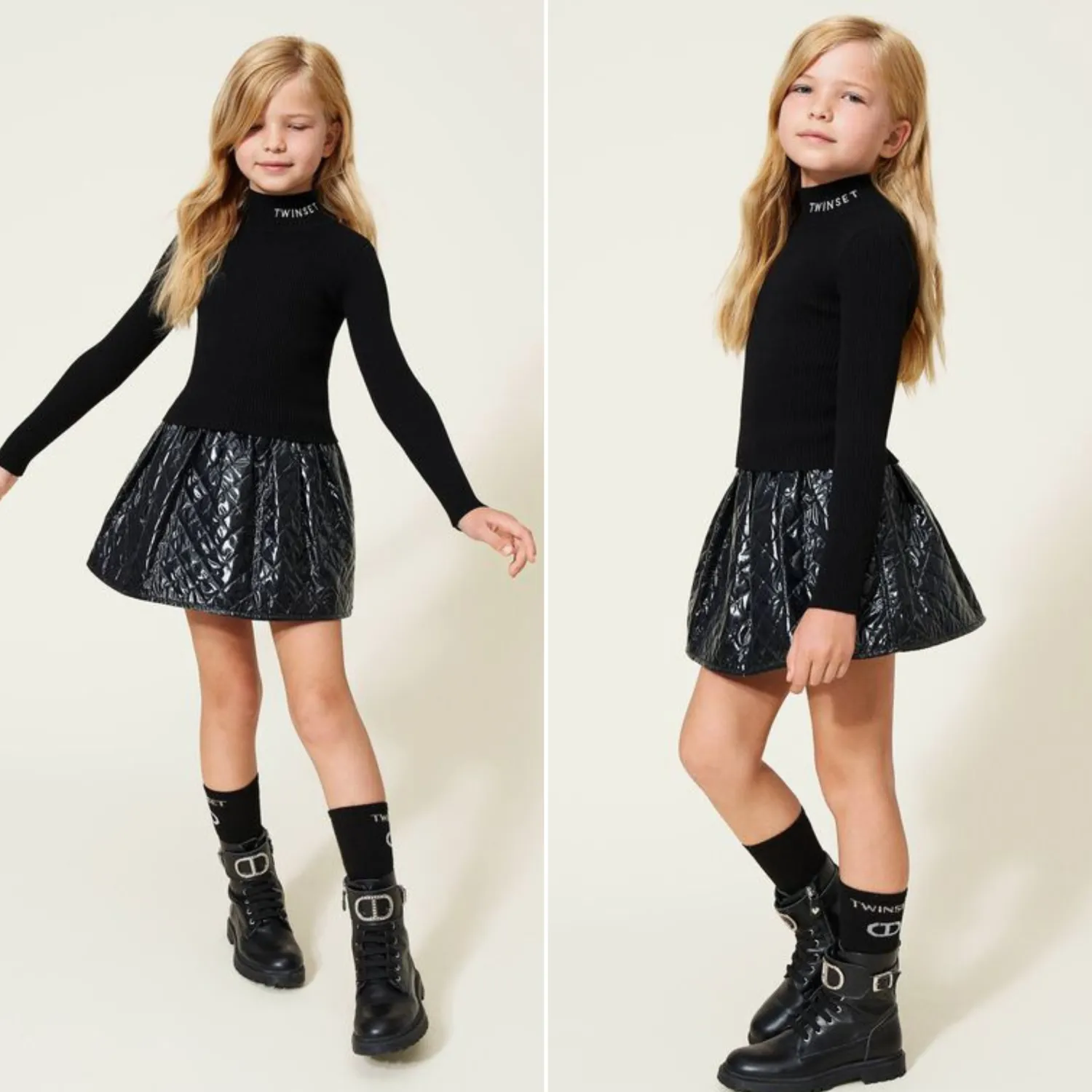 TWINSET Overalls & Jumpsuits> Ribbed Turtleneck Diamond-Patterned Skirt