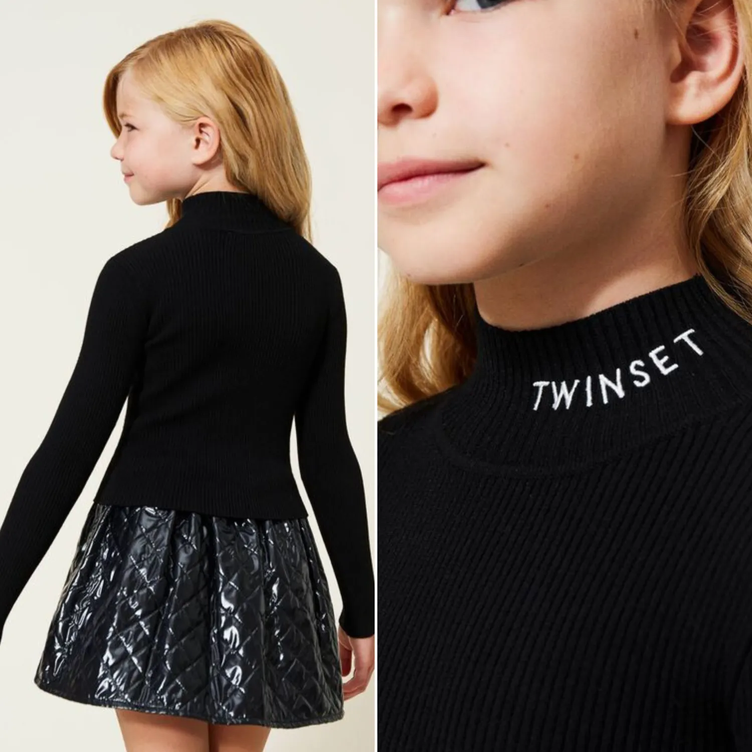 TWINSET Overalls & Jumpsuits> Ribbed Turtleneck Diamond-Patterned Skirt