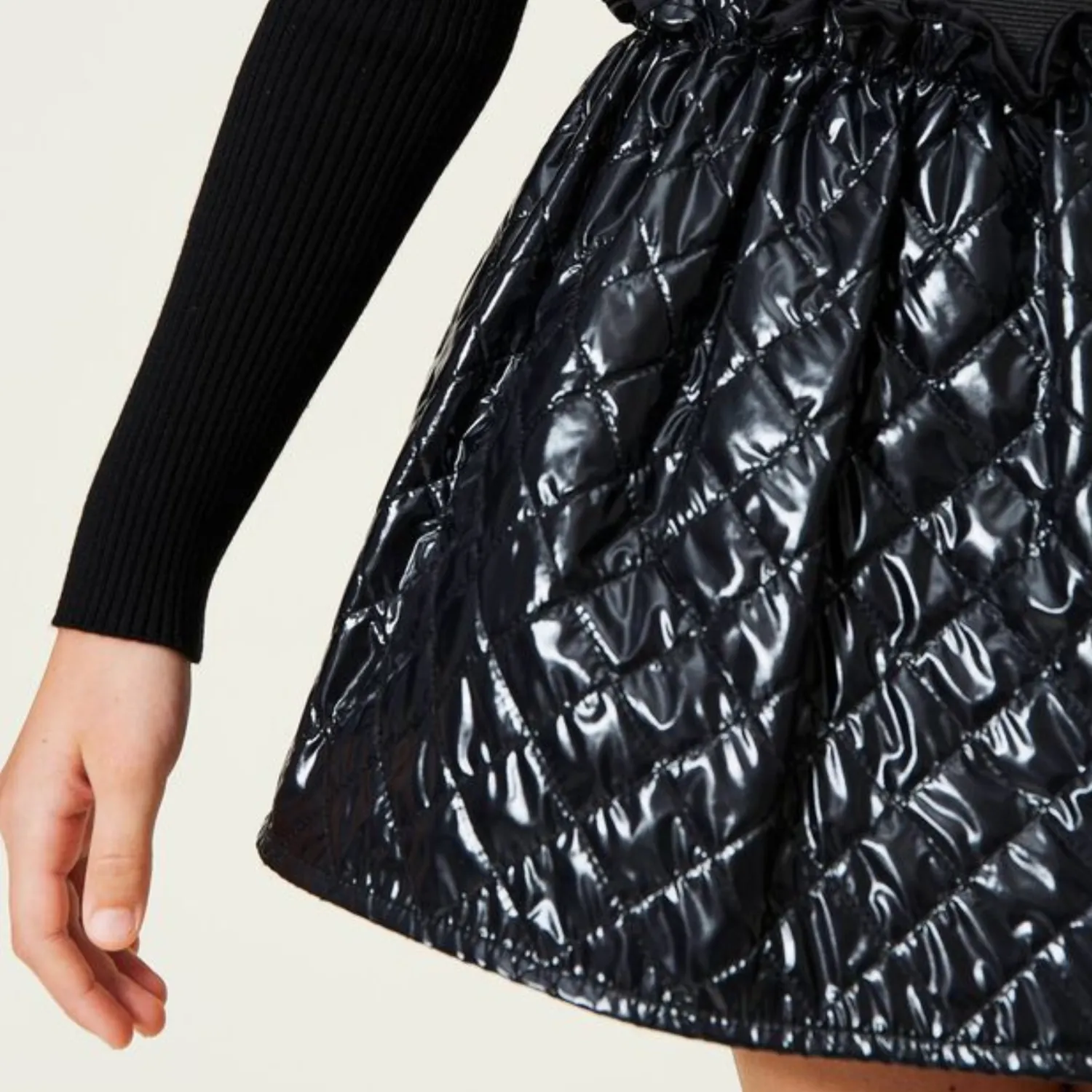 TWINSET Overalls & Jumpsuits> Ribbed Turtleneck Diamond-Patterned Skirt