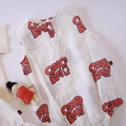 Wynken Rompers> Baby Woven Romper - Cloud / Setting Sun