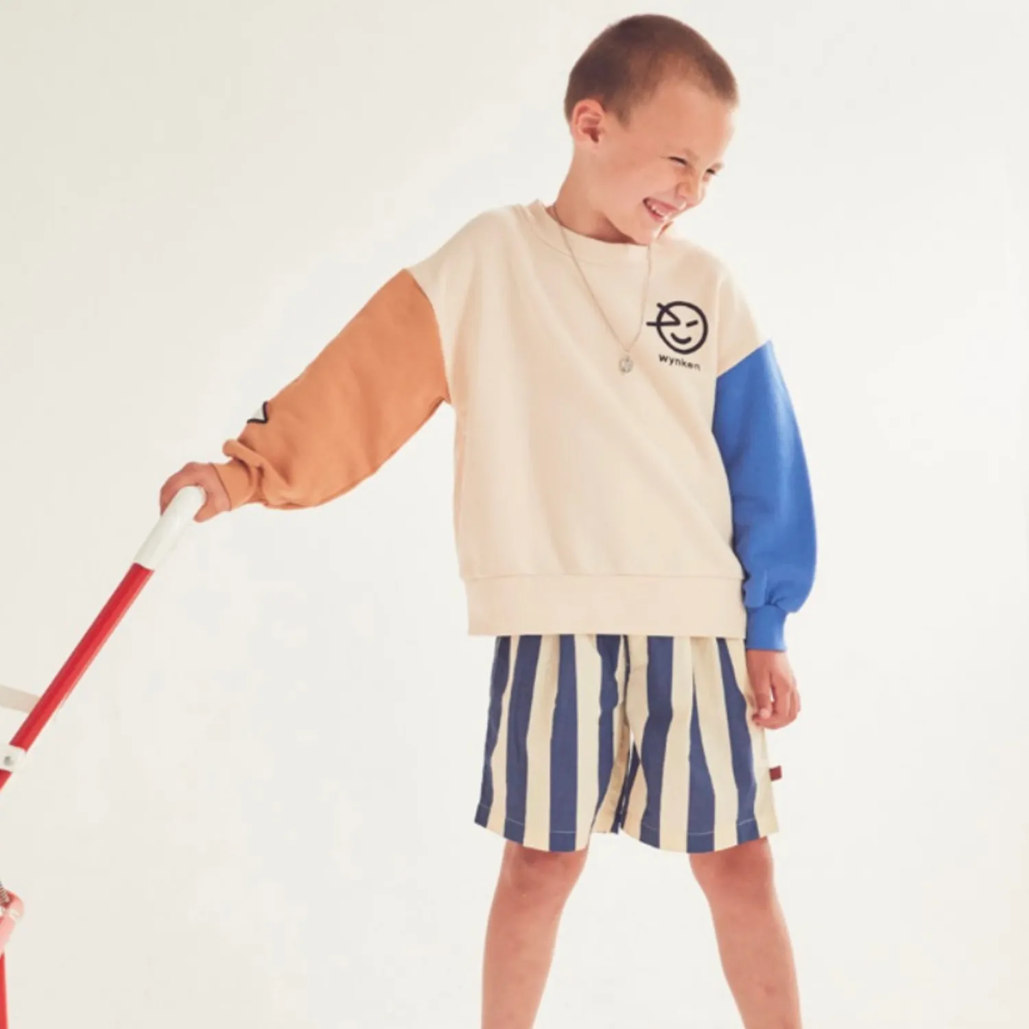 Wynken Shorts> Kids Day Short Deck Stripe Midnight